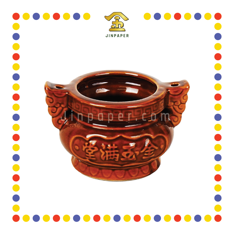 PRAYING CENSER 6.5'' 加大双耳古铜招财香炉