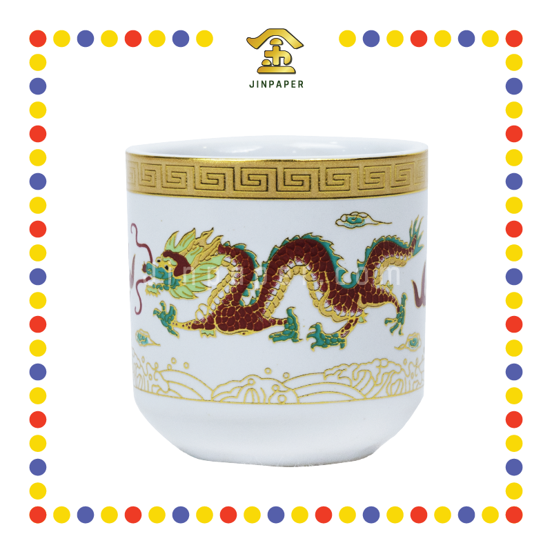 PRAYING CUP 浮雕金口龙桶形杯