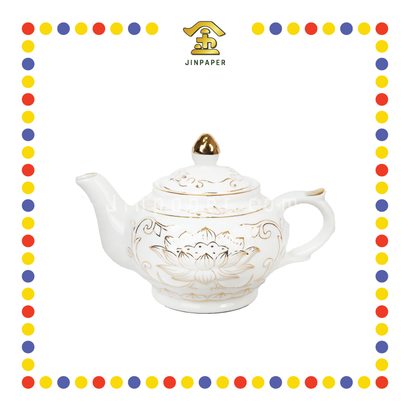 PRAYING CUP 浮雕描金莲花茶壶