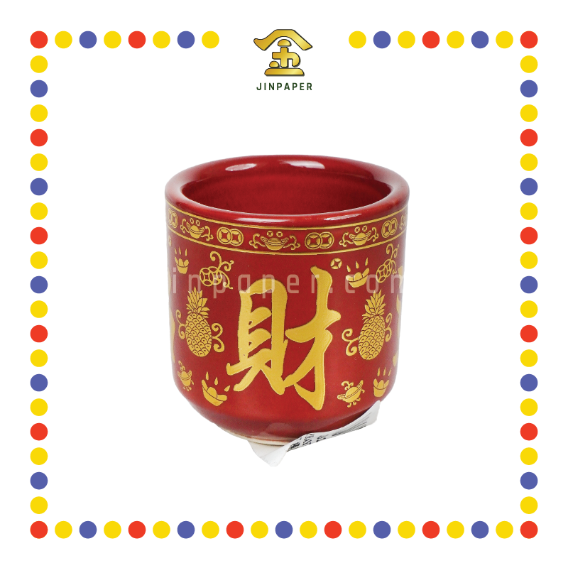 PRAYING CUP 朱红金旺旺桶形杯