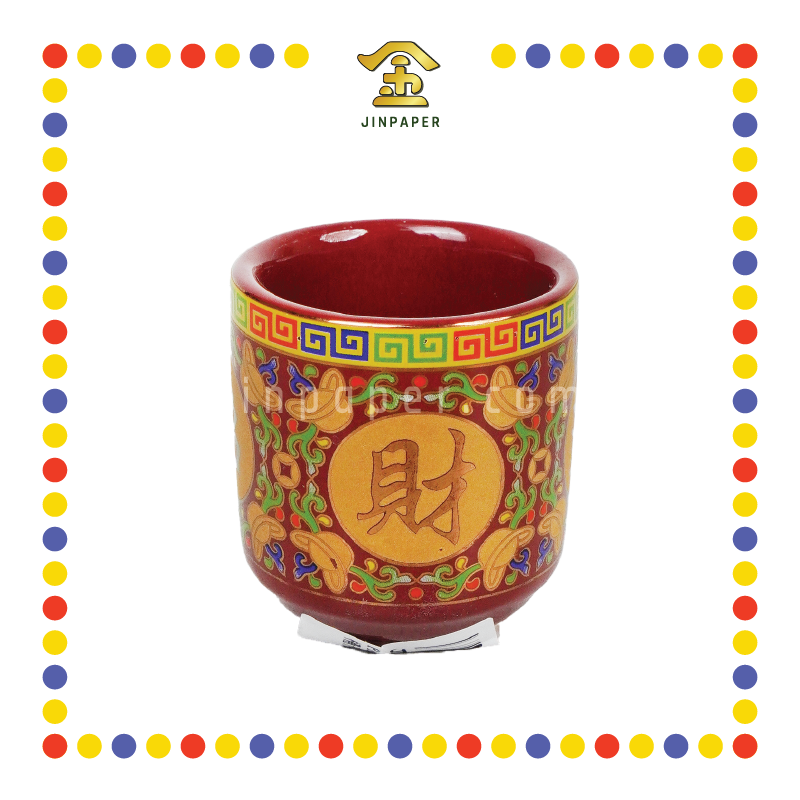 PRAYING CUP 朱红五彩桶形杯