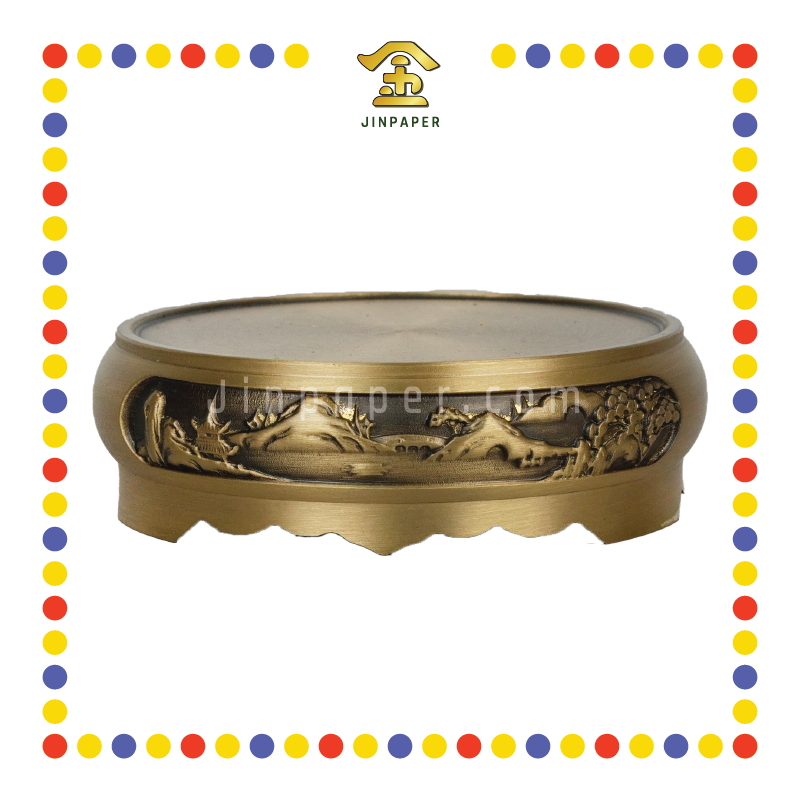 PRAYING CENSER 黄铜香炉底座-山水