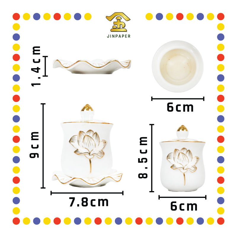 PRAYING CUP 小号 白玉描金莲花圣水杯