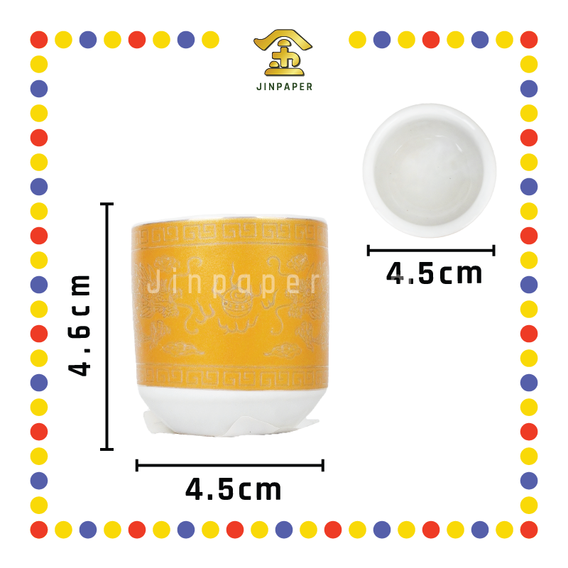 PRAYING CUP 白瓷金边双龙桶形杯