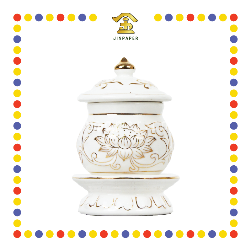PRAYING CUP 小浮雕莲花圣水杯(白)