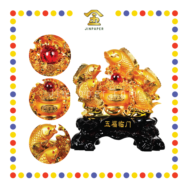 LUCKY GOODS 12寸 镀金五福临门鱼