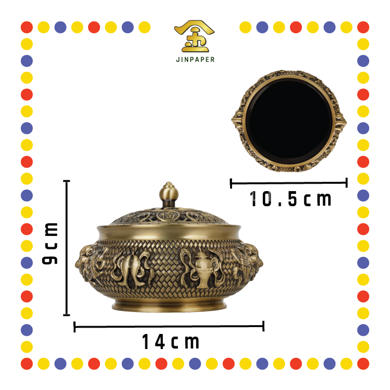 PRAYING CENSER 中 八吉祥铜净炉