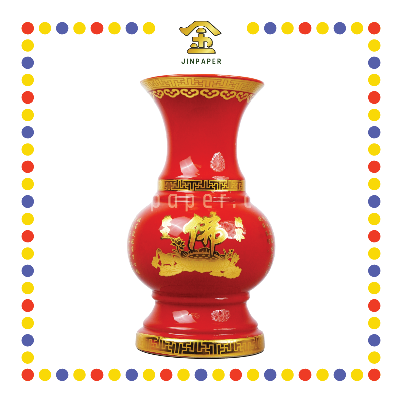 PRAYING VASE 10寸 大红富贵花瓶