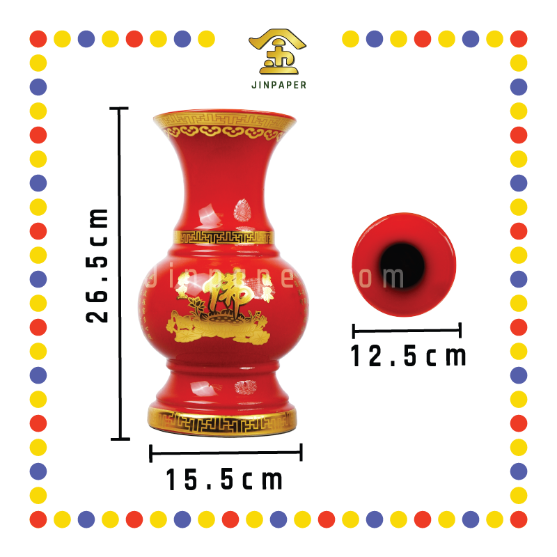 PRAYING VASE 10寸 大红富贵花瓶