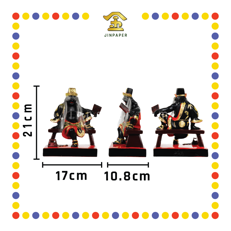 PRAYING STATUE 10寸 坐凳子翘脚大二伯爷(对)