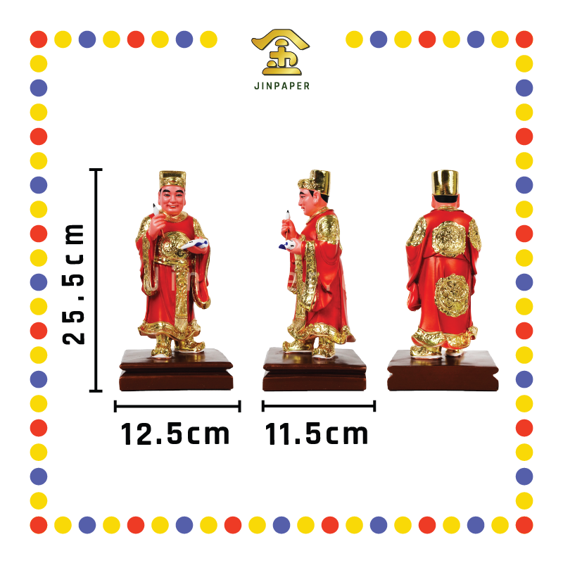 PRAYING STATUE 10寸 树脂珍珠漆文武判官(对)