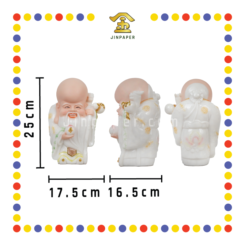 PRAYING STATUE 10寸 白玉粉脸福禄寿(套)