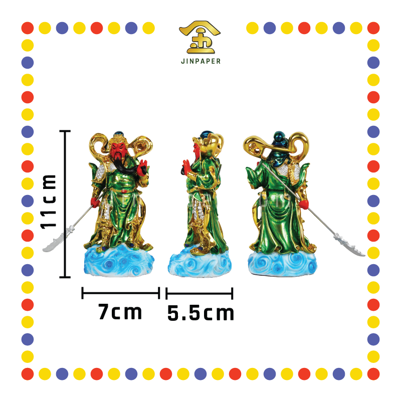 PRAYING STATUE 11cm 站镀金抓须提刀关帝