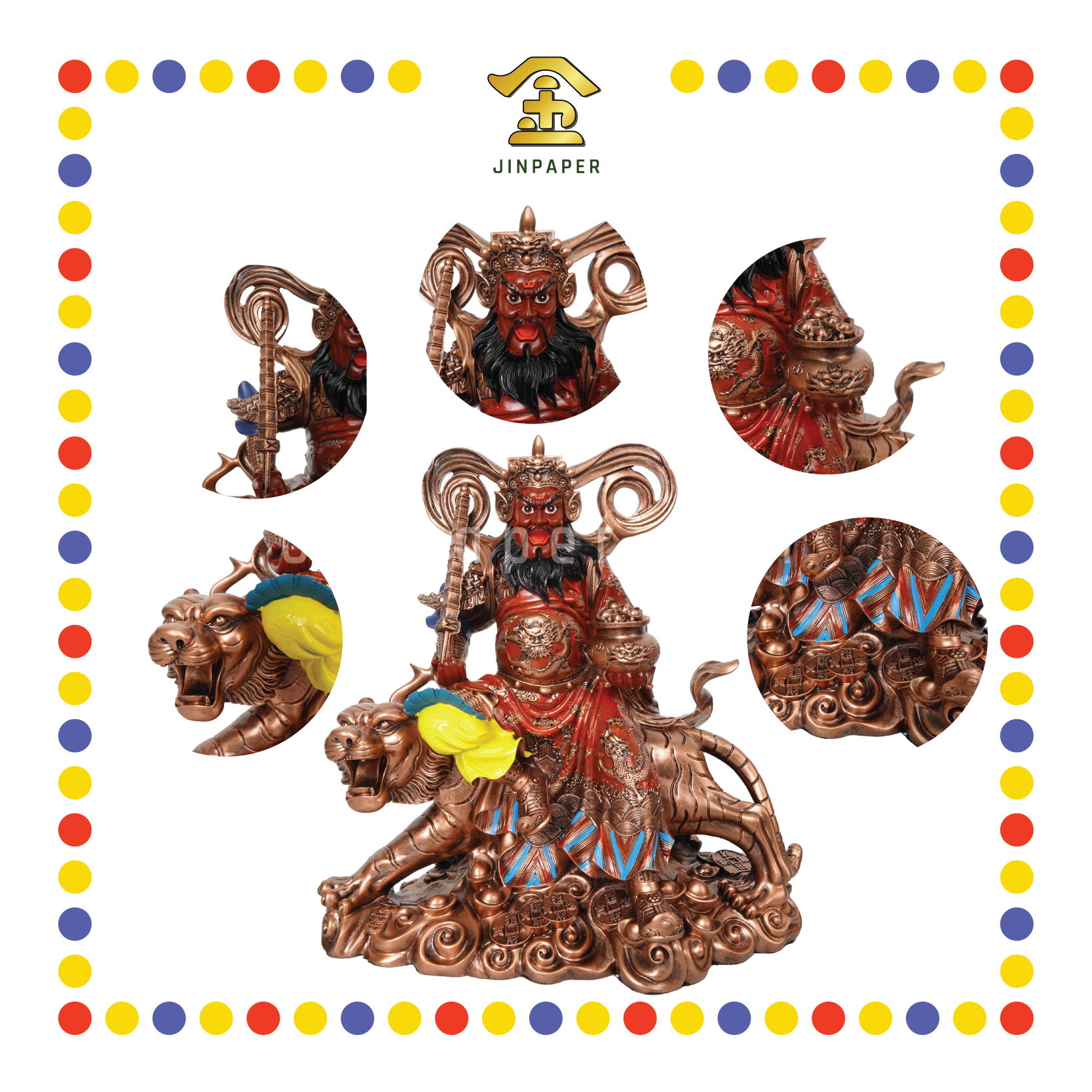 PRAYING  STATUE 12寸 古铜红衣赵公明