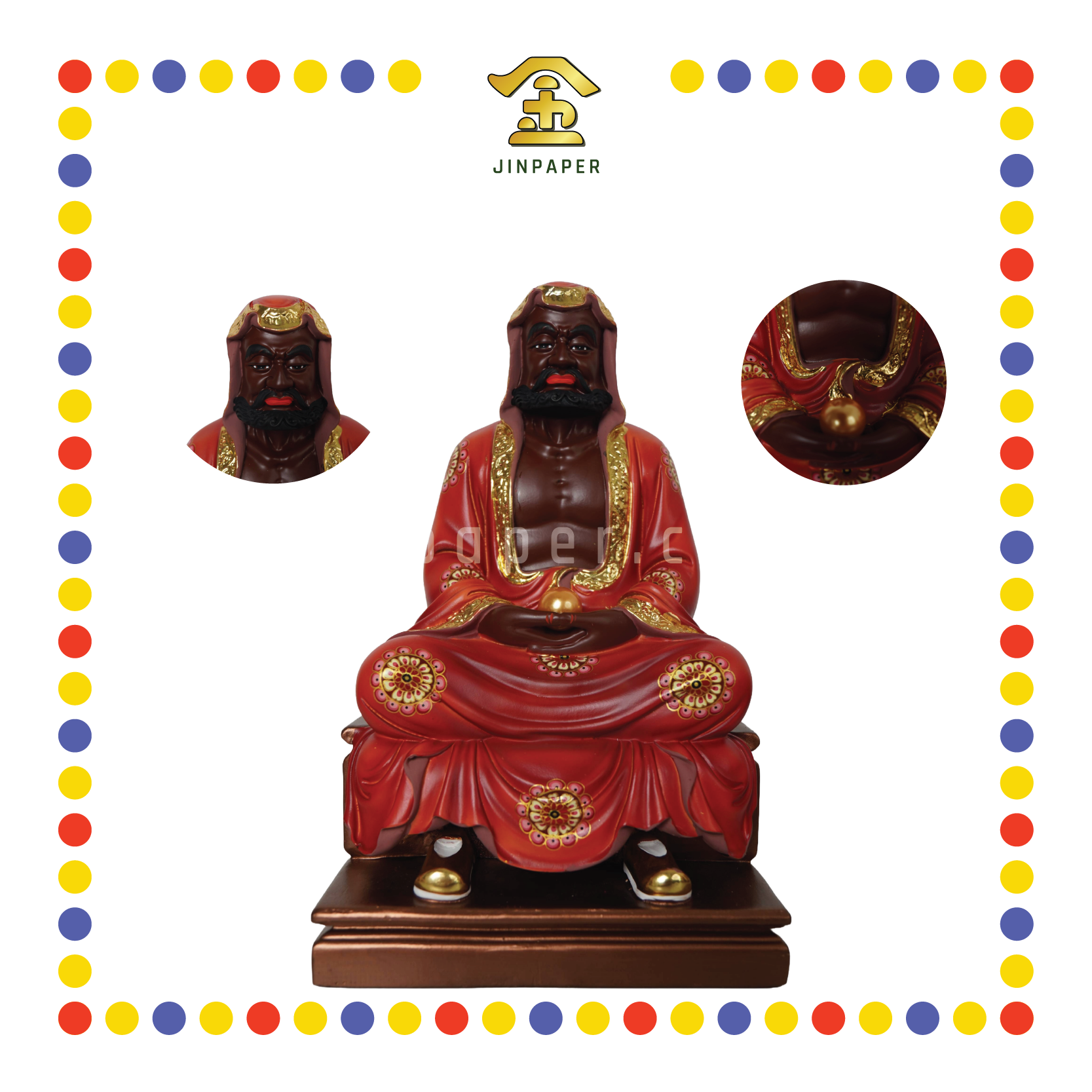 PRAYING  STATUE 12" 树脂敦煌彩达摩祖师