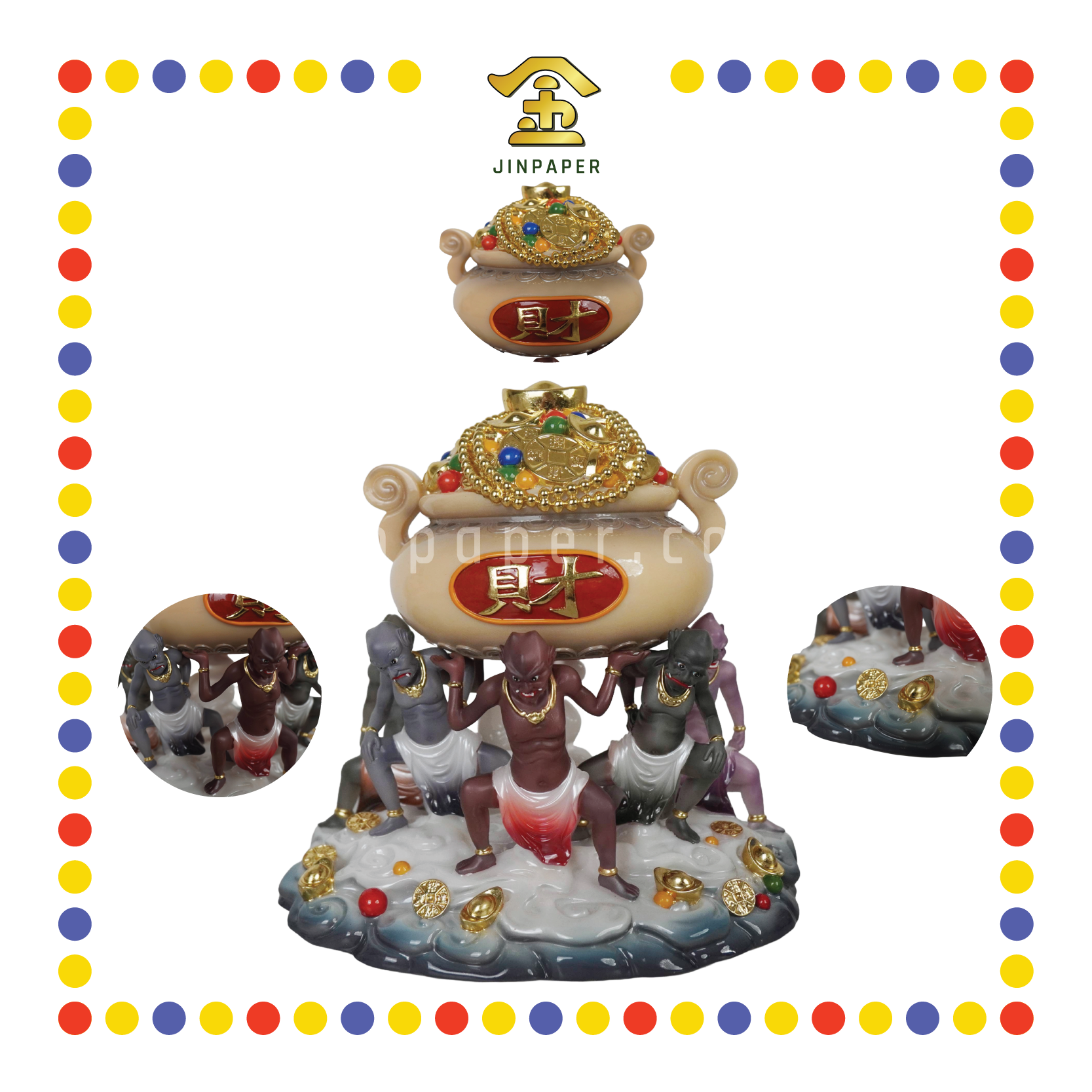 PRAYING STATUE 12" 汉白玉五鬼运财