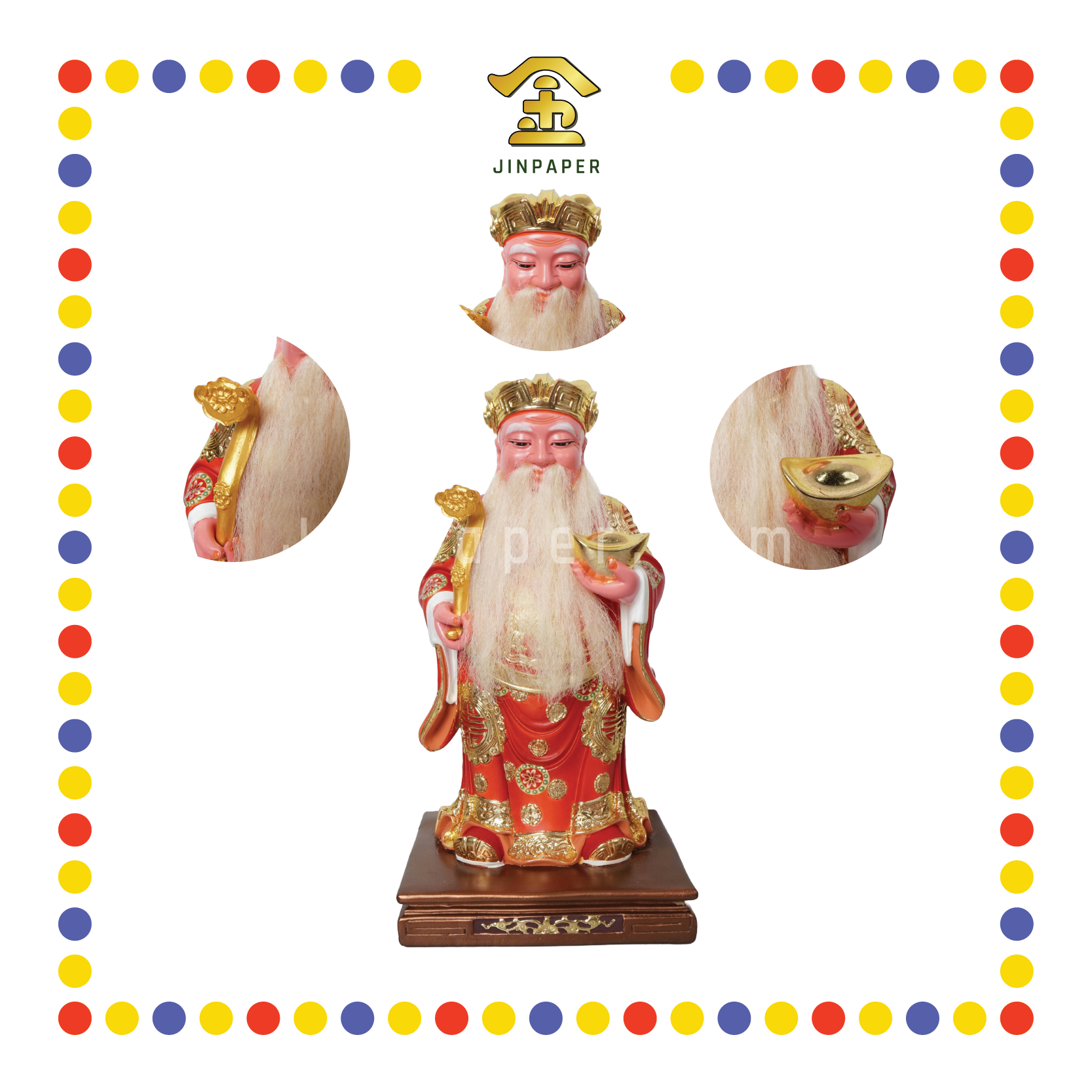 PRAYING  STATUE 12" 敦煌彩站如意土地公