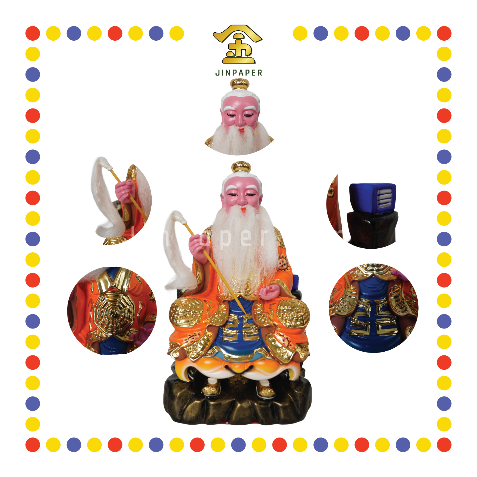 PRAYING  STATUE 12" 树脂敦煌彩黄老仙师