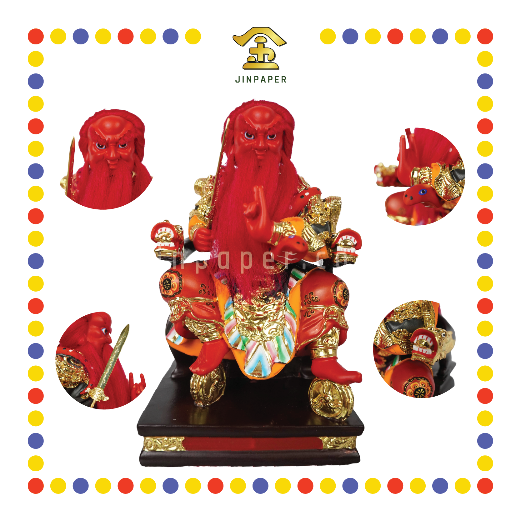 PRAYING STATUE 12" 树脂简彩洪公