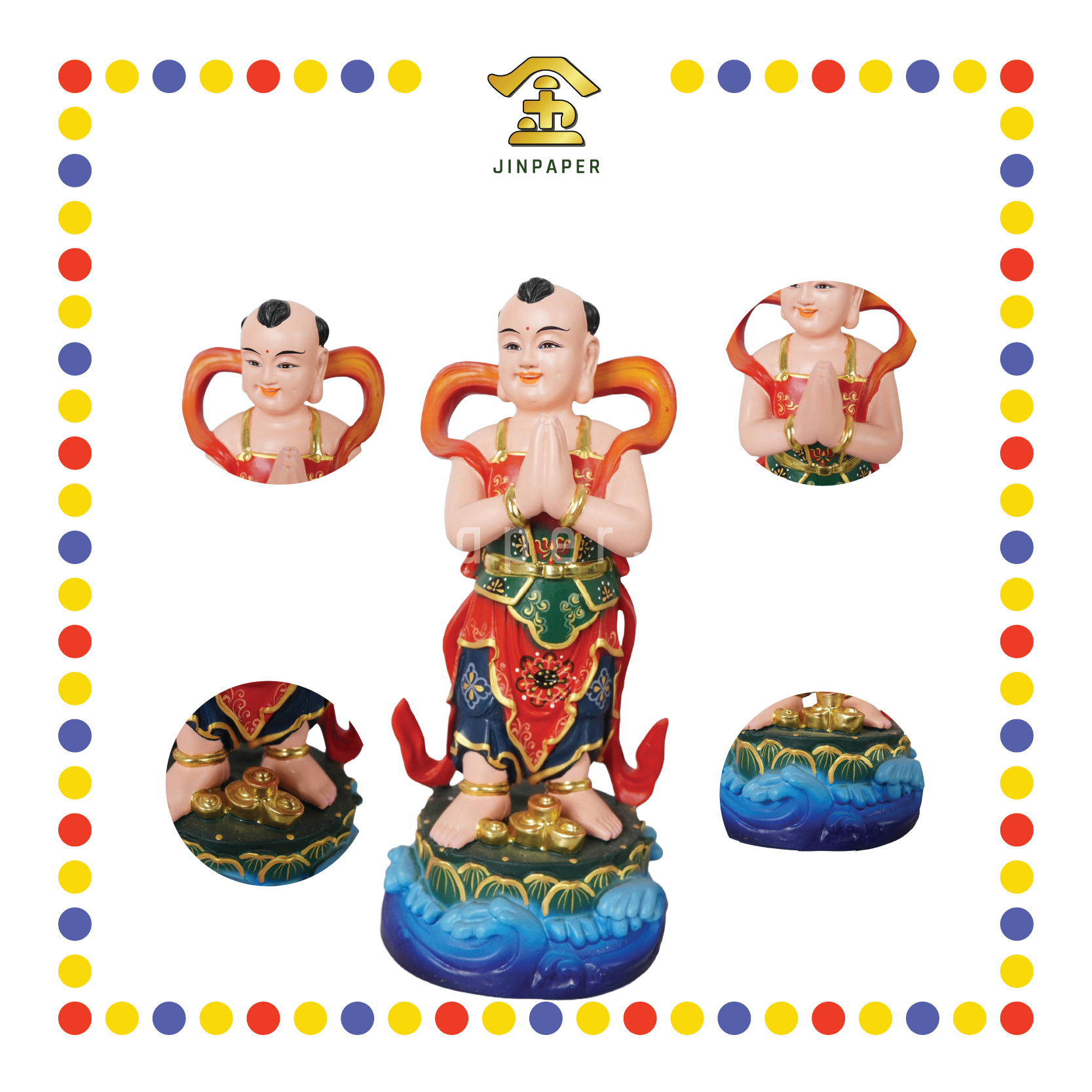 PRAYING STATUE 12" 树脂古彩善财童子