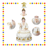 PRAYING  STATUE 12寸 实心白描金锦莲观音