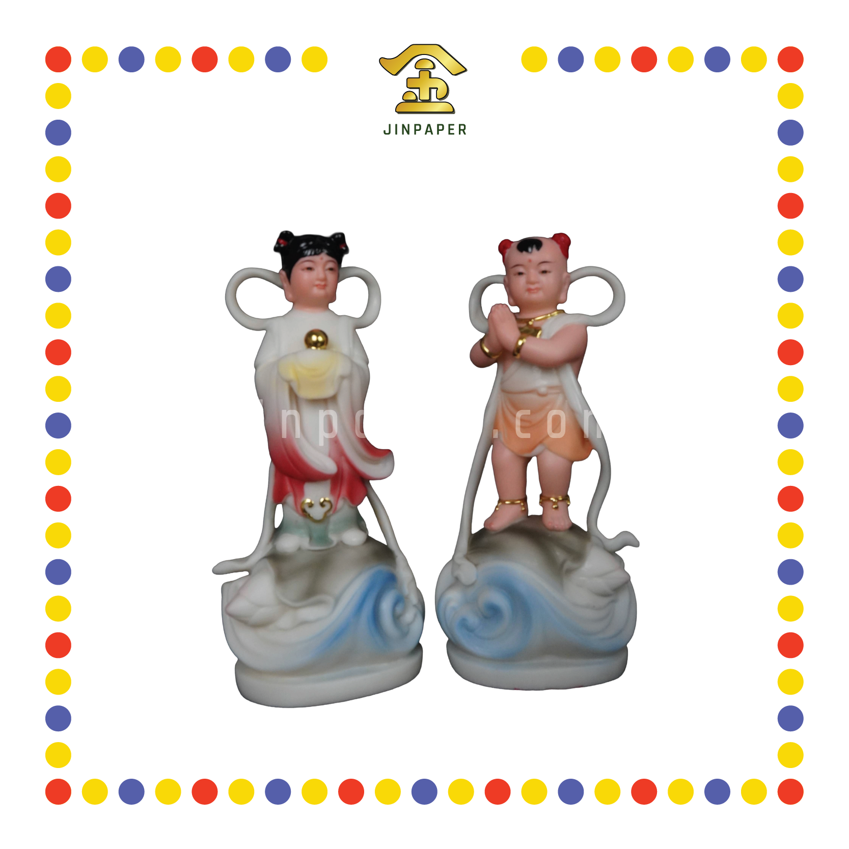 PRAYING  STATUE 12寸 汉白玉金童玉女