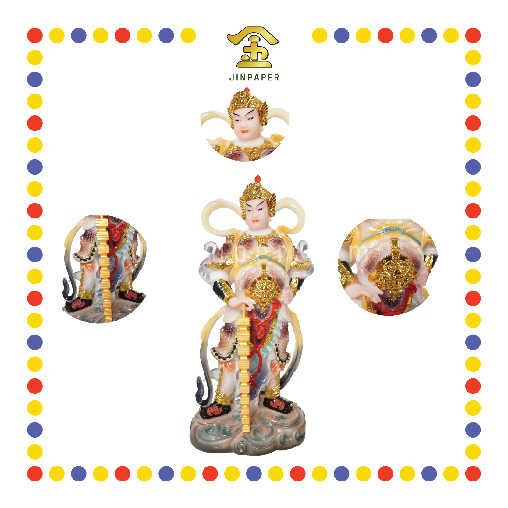 PRAYING  STATUE 12寸 实心站富贵彩韦陀