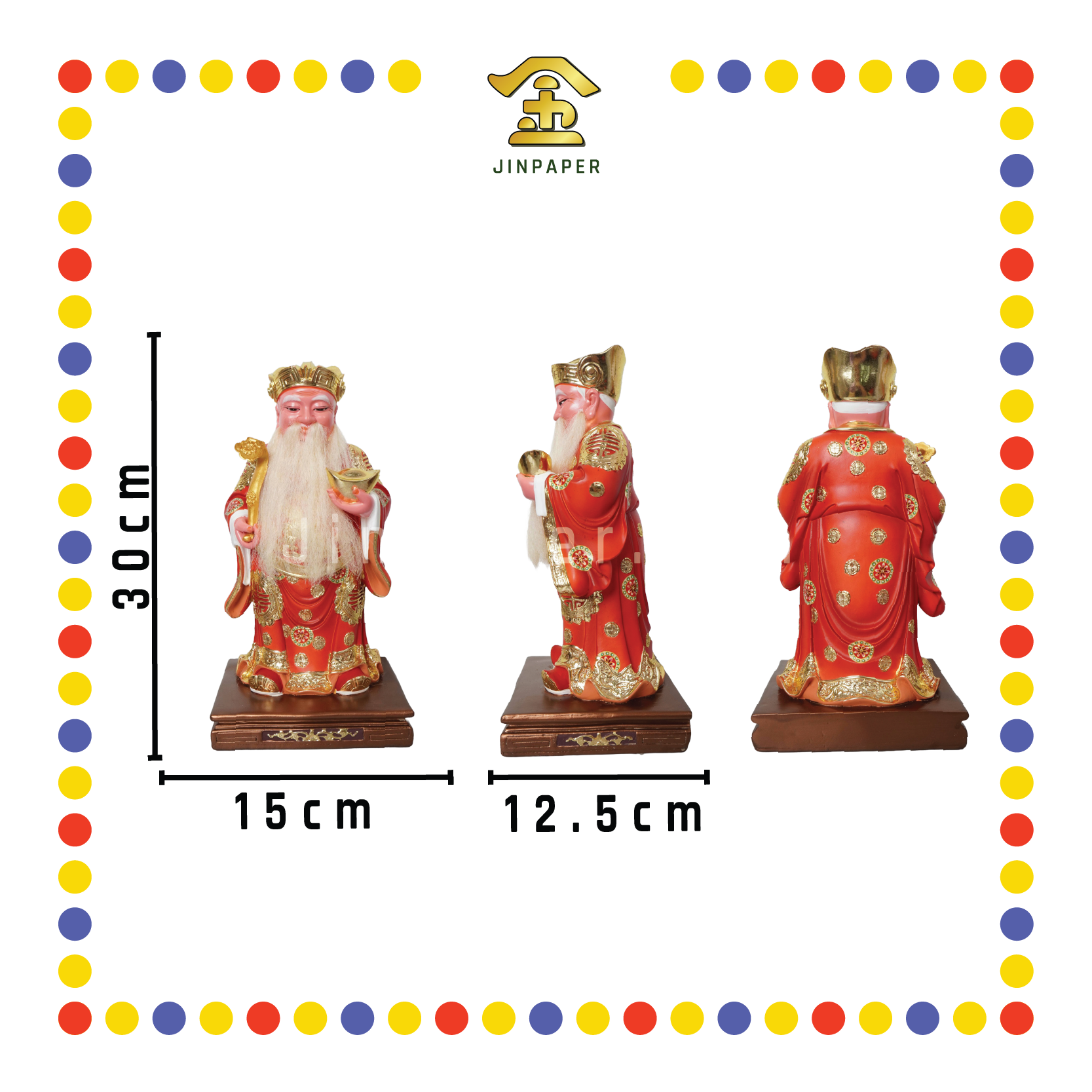PRAYING  STATUE 12" 敦煌彩站如意土地公