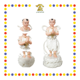 PRAYING  STATUE 12" 水石水浪瓷彩金童玉女