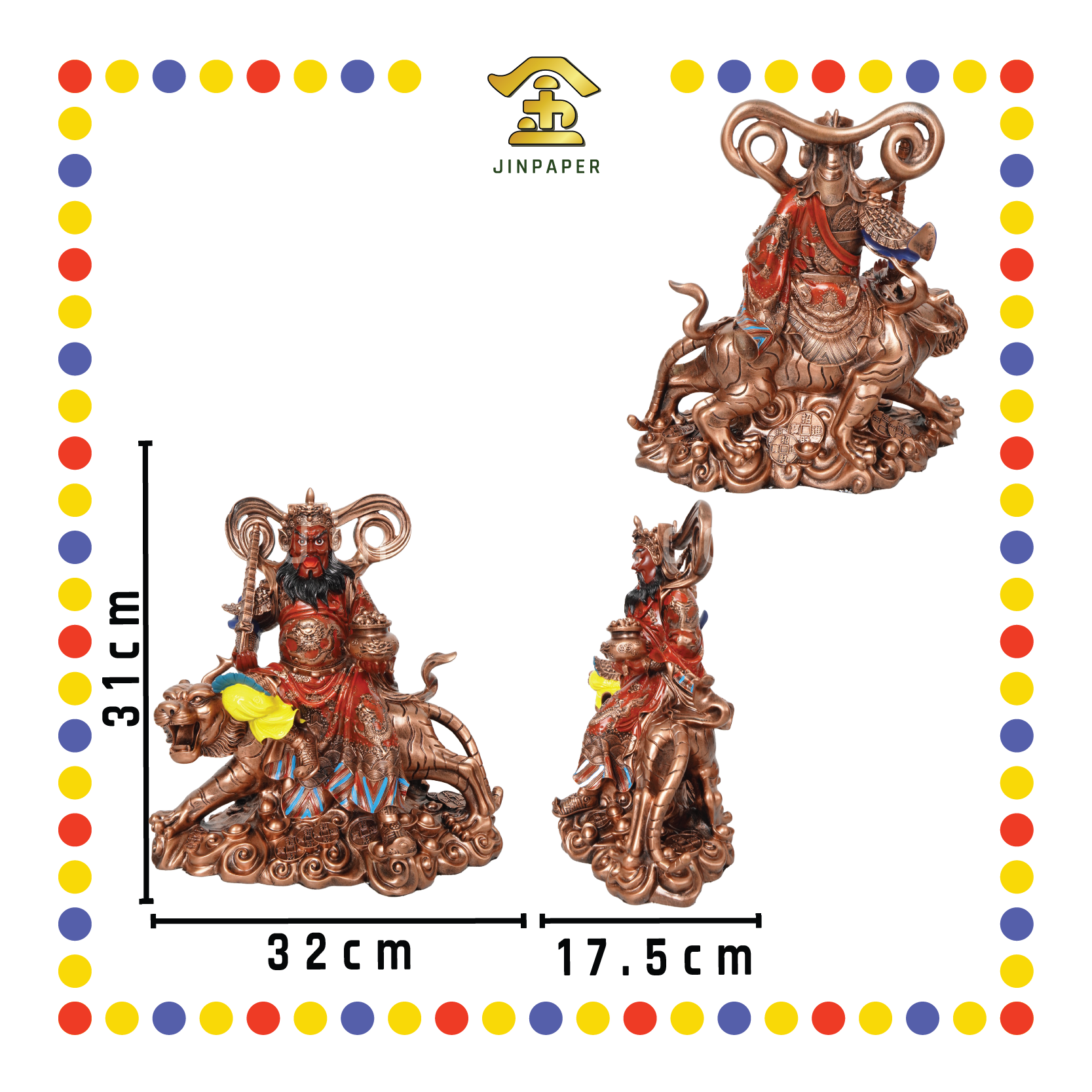 PRAYING  STATUE 12寸 古铜红衣赵公明