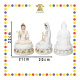 PRAYING  STATUE 12寸 实心白描金锦莲观音