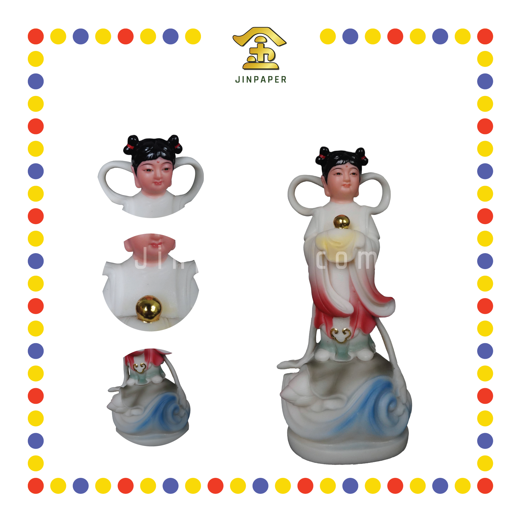 PRAYING  STATUE 12寸 汉白玉金童玉女