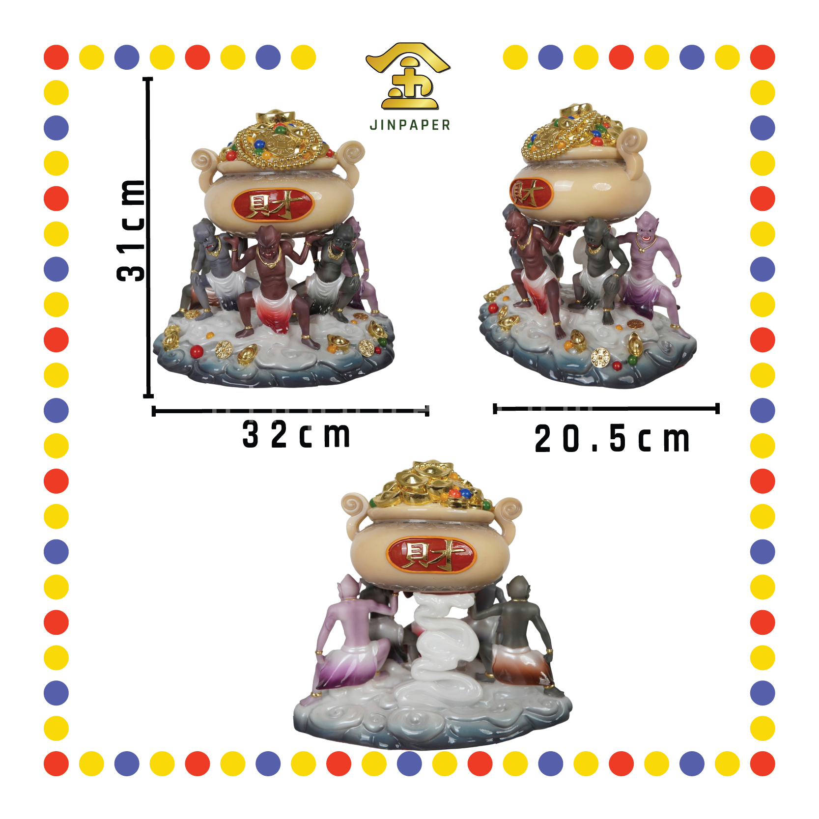 PRAYING STATUE 12" 汉白玉五鬼运财