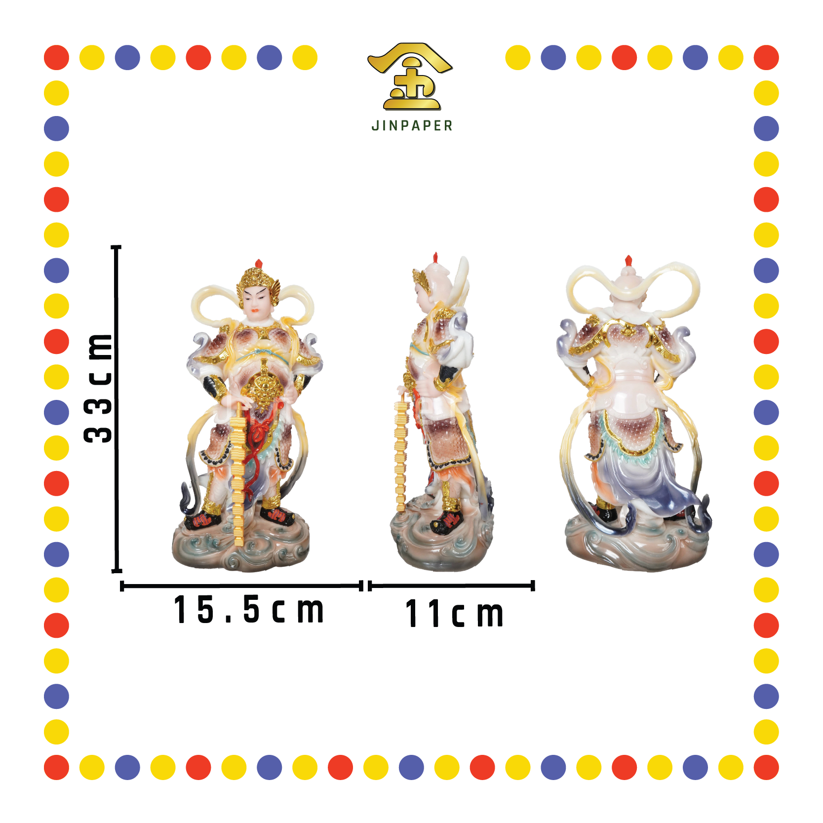 PRAYING  STATUE 12寸 实心站富贵彩韦陀