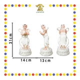 PRAYING  STATUE 12" 水石水浪瓷彩金童玉女