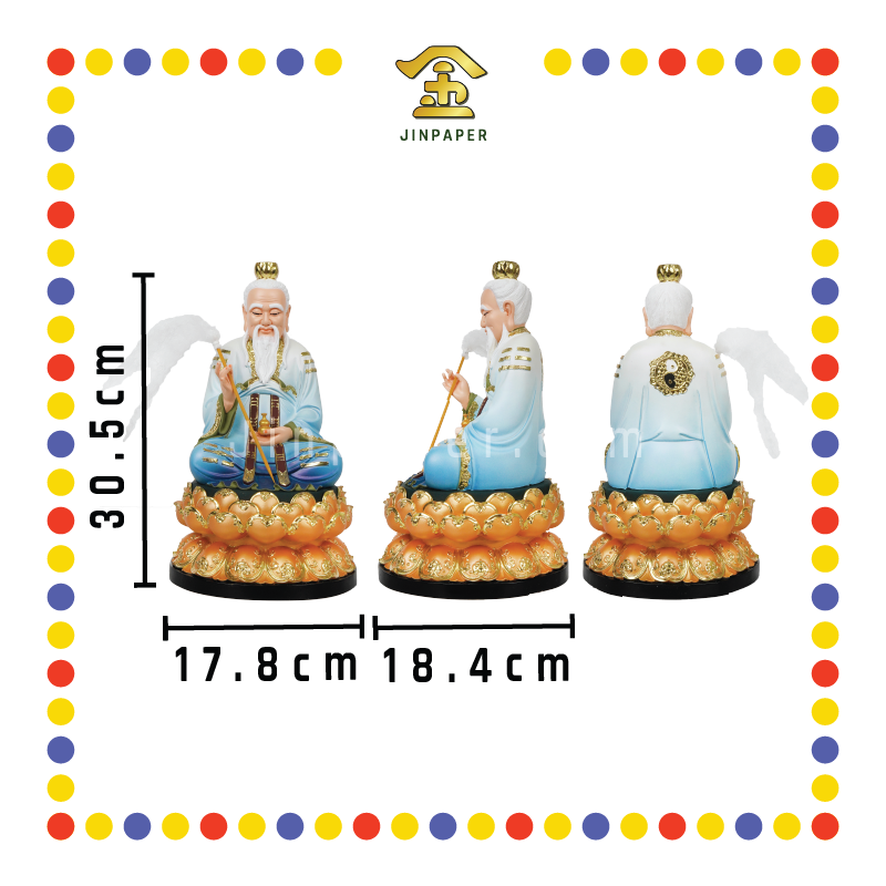 PRAYING STATUE 12寸 树脂七彩蓝衣全莲太上老君