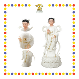 PRAYING  STATUE 12" 水石水浪瓷彩金童玉女