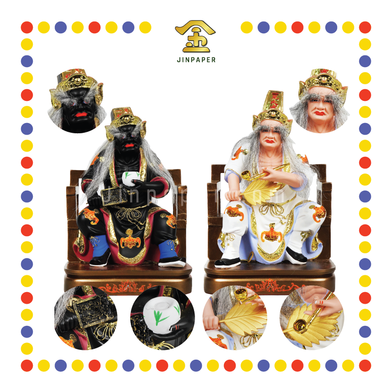 PRAYING STATUE 12寸 坐大二伯爷 烟斗(对)