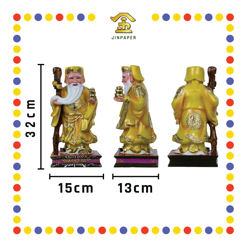PRAYING STATUE 12寸 立彩色地主公(黄) - JinPaper
