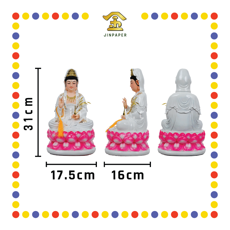 PRAYING STATUE 12寸 汉白玉观音(粉莲)