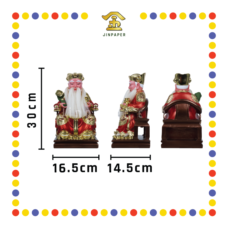 PRAYING STATUE 12寸 珍珠漆树脂如意伯公