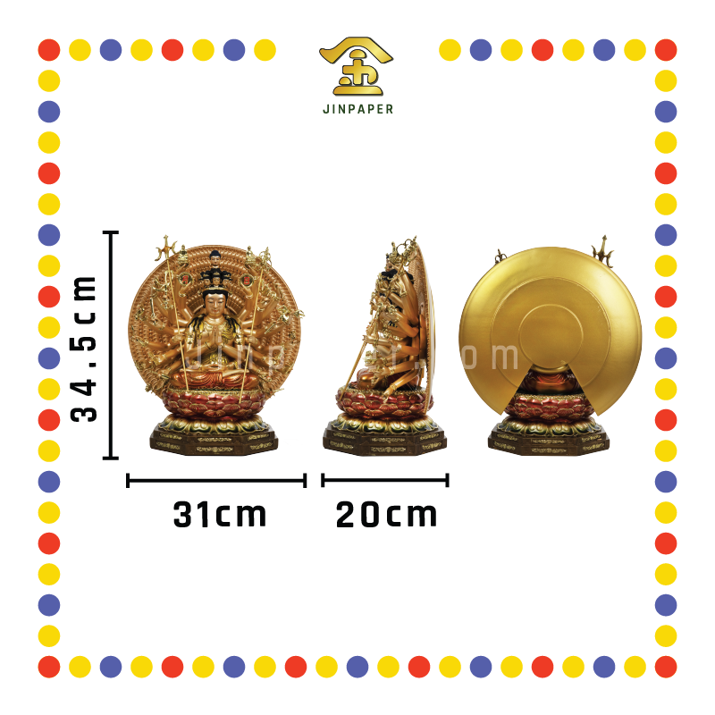 PRAYING STATUE 12寸 (坐)千手观音珍珠漆彩肤脸树脂