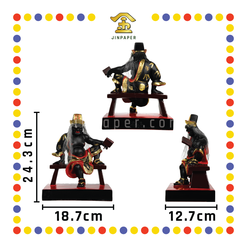 PRAYING STATUE 12寸 坐凳子翘脚大二伯爷(对)