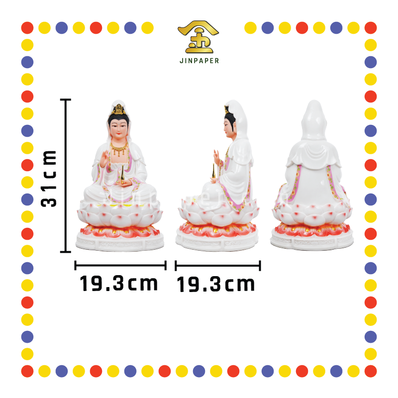 PRAYING STATUE 12寸 粉彩边红莲花观音