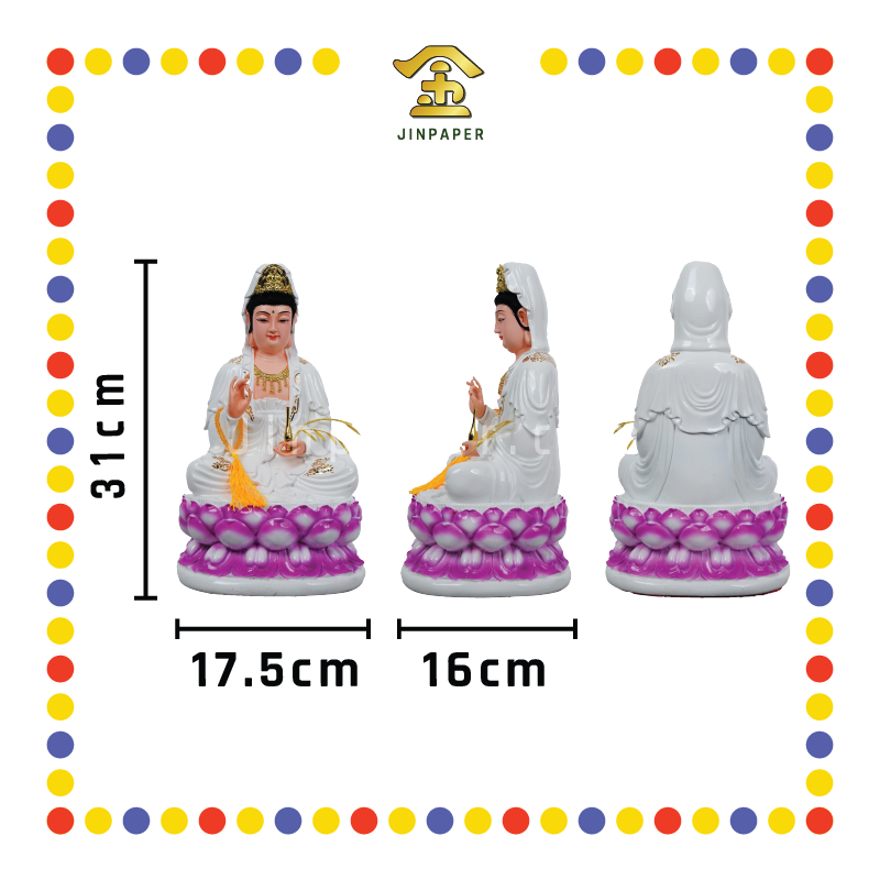 PRAYING STATUE 12寸 汉白玉观音(紫莲)