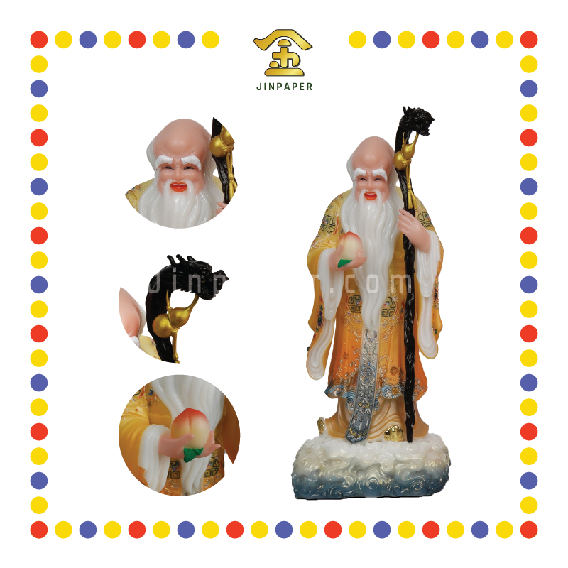 PRAYING STATUE 12寸 汉白玉全彩福禄寿