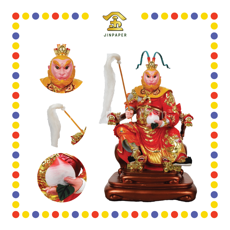 PRAYING STATUE 12寸 树脂珍珠淡彩新体坐椅大圣