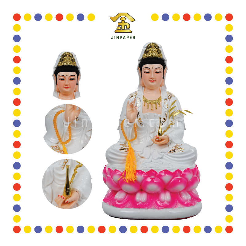 PRAYING STATUE 12寸 汉白玉观音(粉莲)