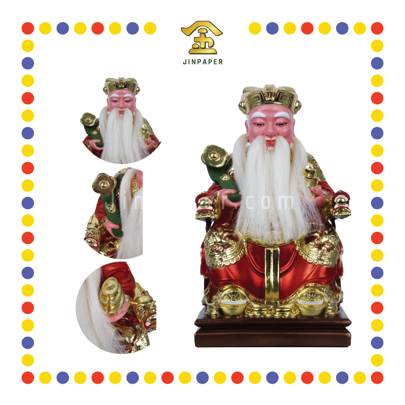 PRAYING STATUE 12寸 珍珠漆树脂如意伯公