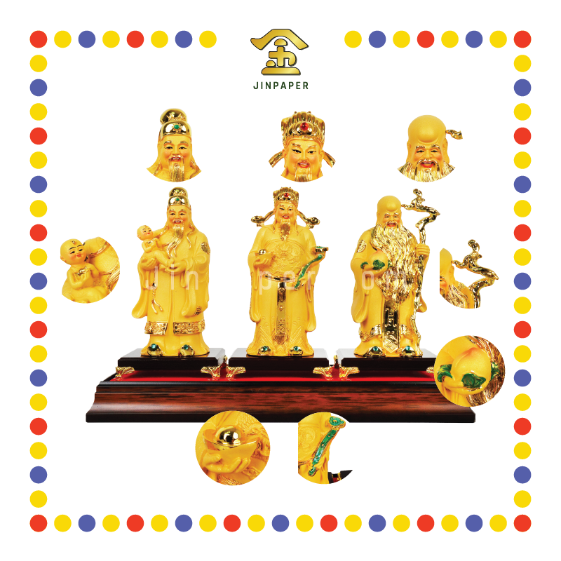 PRAYING STATUE 12寸 沙金三星(含玻璃盒)